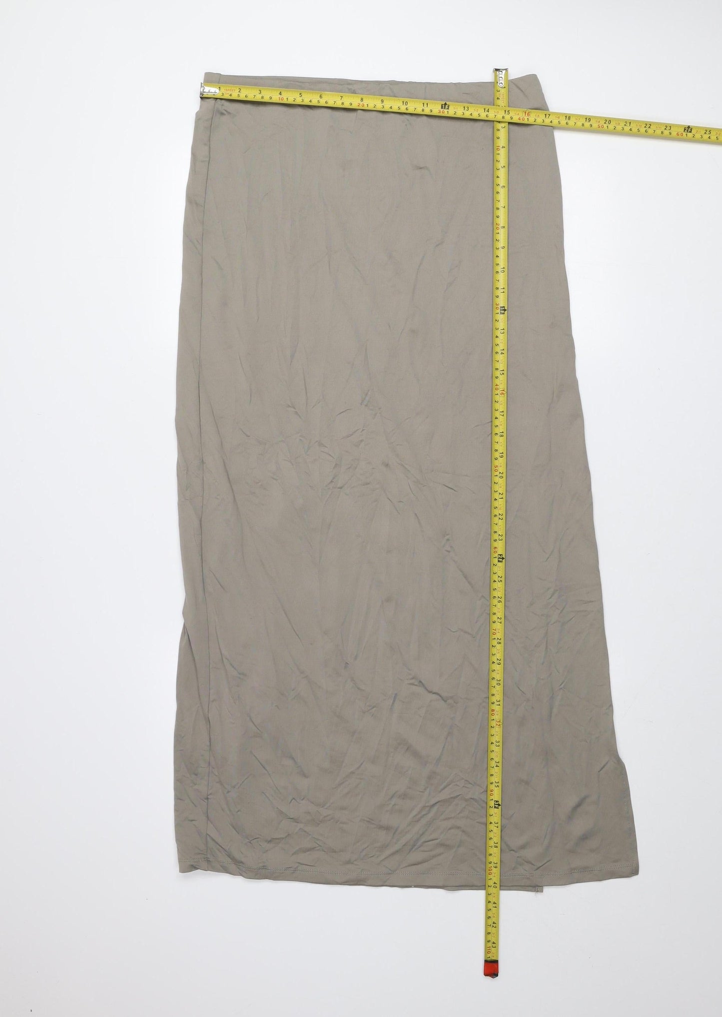 Bershka Women Beige XL Midi Straight Stretch Skirt