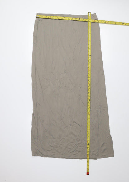 Bershka Women Beige XL Midi Straight Stretch Skirt