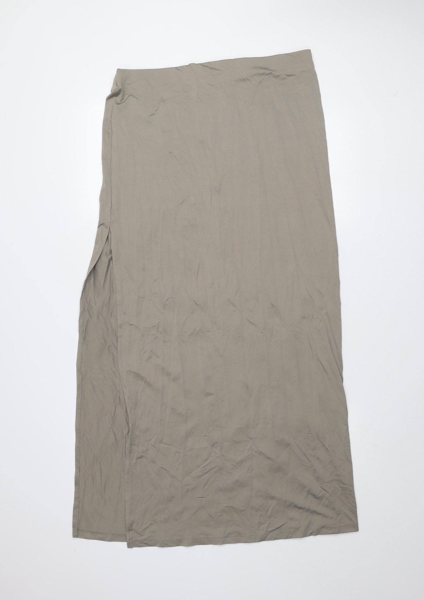 Bershka Women Beige XL Midi Straight Stretch Skirt