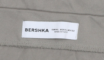 Bershka Women Beige XL Midi Straight Stretch Skirt