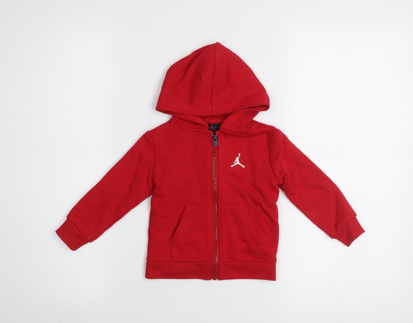 Jordan Unisex Baby Red Hooded Basic Zip Jacket 18 Months Cotton Blend