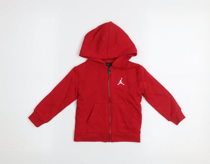 Jordan Unisex Baby Red Hooded Basic Zip Jacket 18 Months Cotton Blend