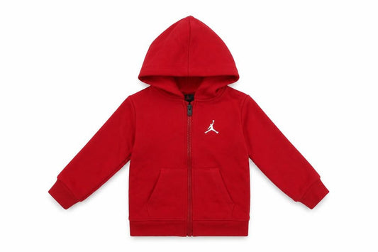 Front view of Jordan unisex baby red hooded basic zip jacket 18 months cotton blend
