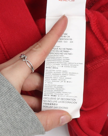 Jordan Unisex Baby Red Hooded Basic Zip Jacket 18 Months Cotton Blend