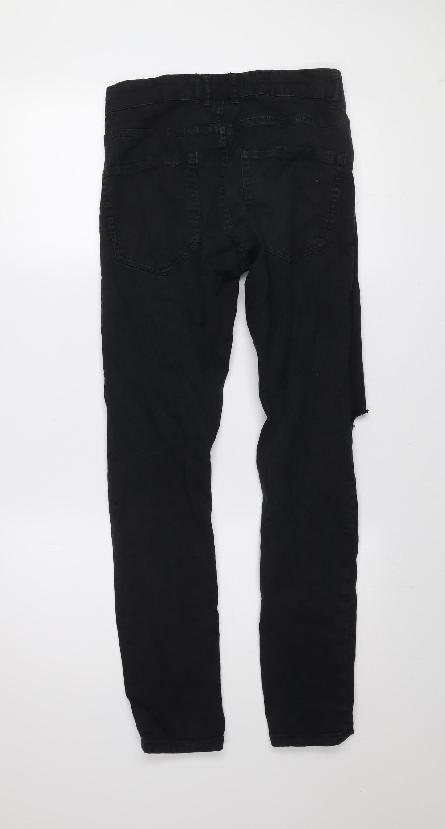 Maxtre Men's Black Slim Fit Distressed Skinny Jeans Size 28