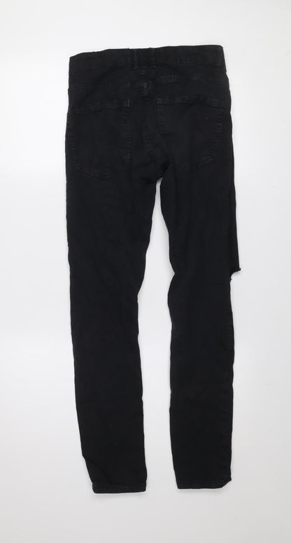 Maxtre Men's Black Slim Fit Distressed Skinny Jeans Size 28