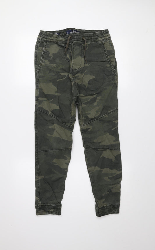 Hollister Men's Green Camouflage Jogger Trousers XS