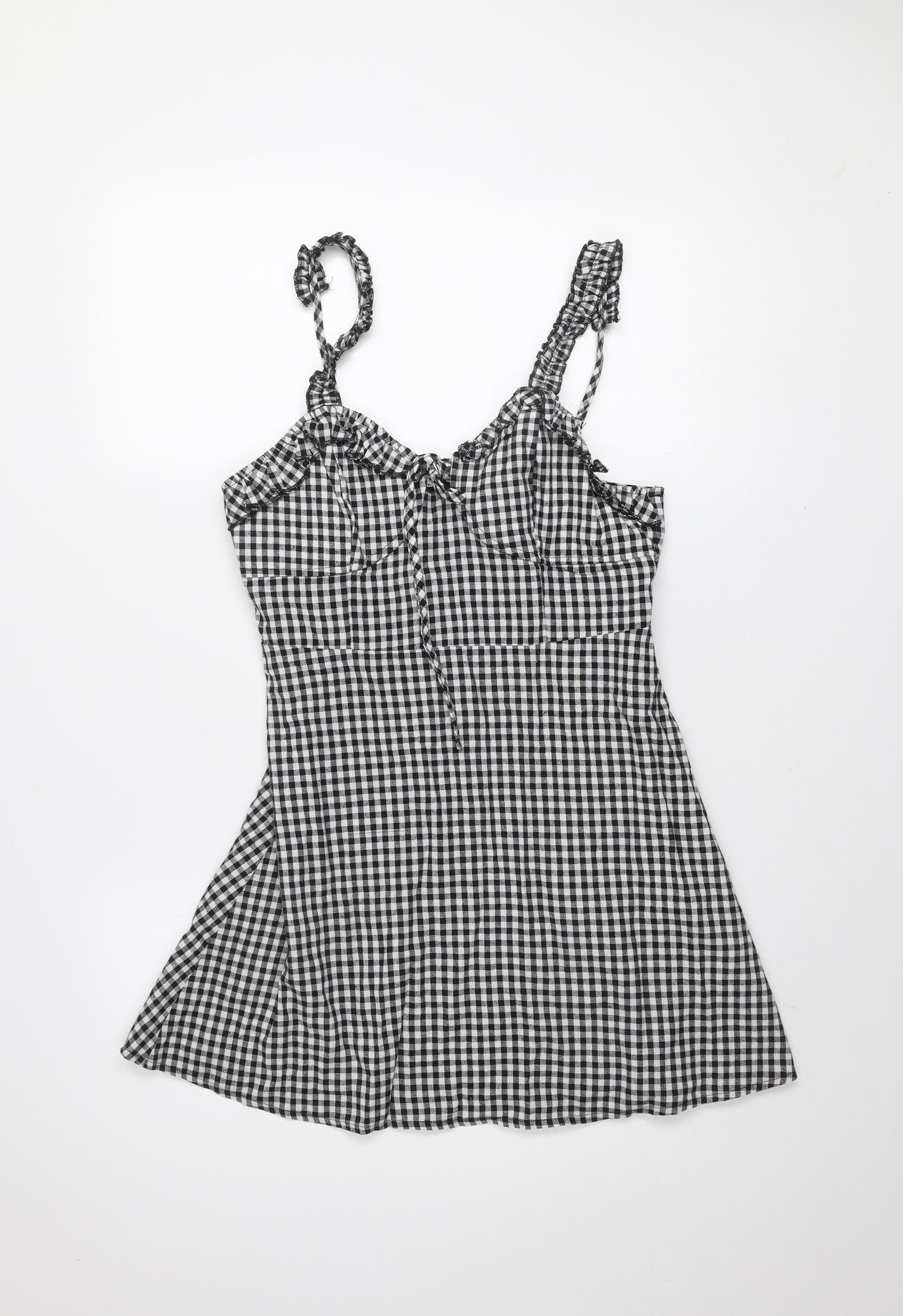 Boohoo Women’s Black Check A-Line Short Dress Size 10
