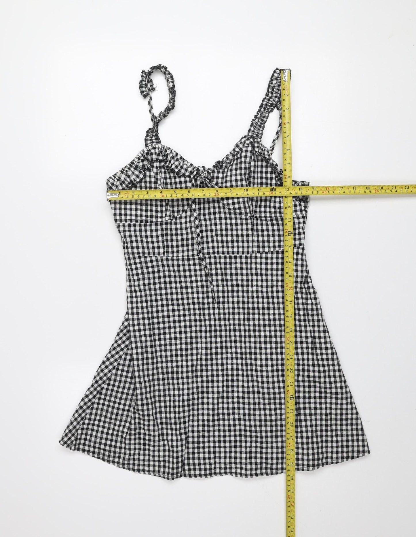 Boohoo Women’s Black Check A-Line Short Dress Size 10