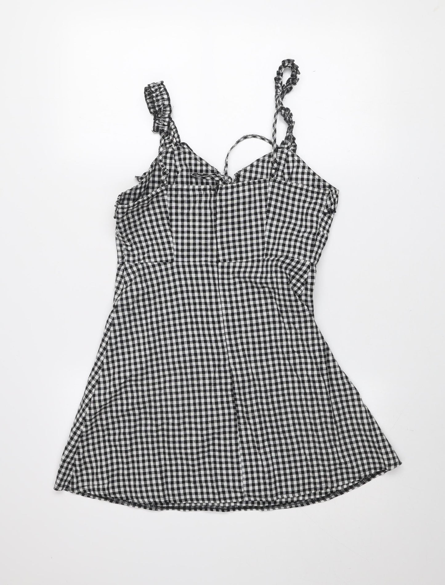 Boohoo Women’s Black Check A-Line Short Dress Size 10