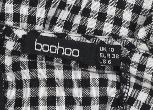 Boohoo Women’s Black Check A-Line Short Dress Size 10