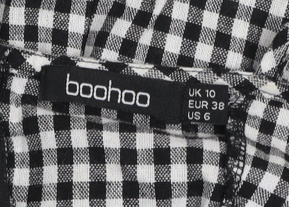 Boohoo Women’s Black Check A-Line Short Dress Size 10