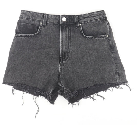 Zara Women Black Denim Cut-Off High Rise Shorts Size 8