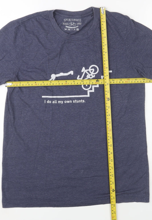 Spokeshirts Men's Blue Graphic Funny Bike T-Shirt Size M
