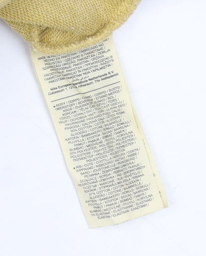 Nike Women’s Beige Cropped Pullover Hoodie L Embroidered Logo Cotton Blend