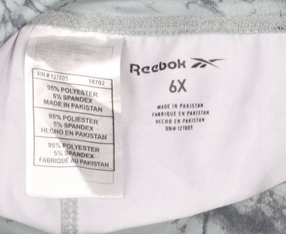 Reebok Girls Grey Marble Print Ankle Leggings Size 6 Years Activewear