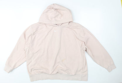 Nike Women Beige Pullover Hoodie 1X Cotton Blend Logo