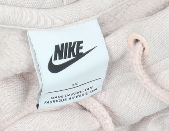 Nike Women Beige Pullover Hoodie 1X Cotton Blend Logo