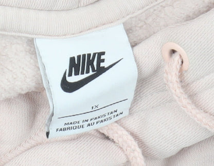 Nike Women Beige Pullover Hoodie 1X Cotton Blend Logo