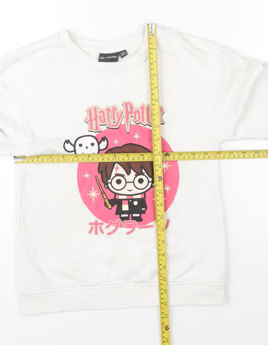 Harry Potter Girls White Sweatshirt 10-11 Years Graphic Crew Neck Pullover