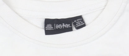 Harry Potter Girls White Sweatshirt 10-11 Years Graphic Crew Neck Pullover