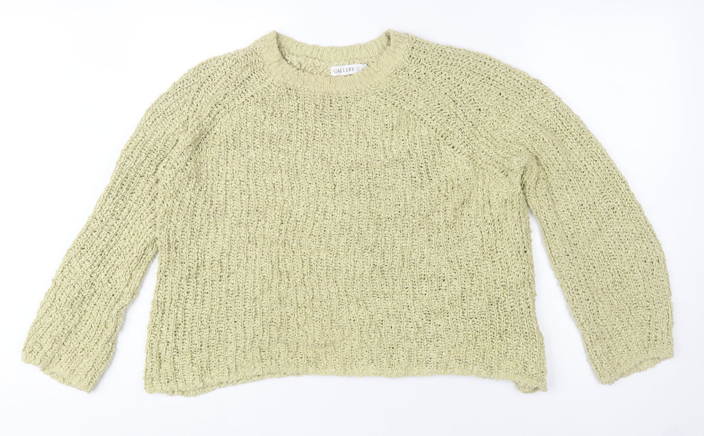 Gallery Women Green Chunky Knit Cotton Relaxed Fit Jumper XL