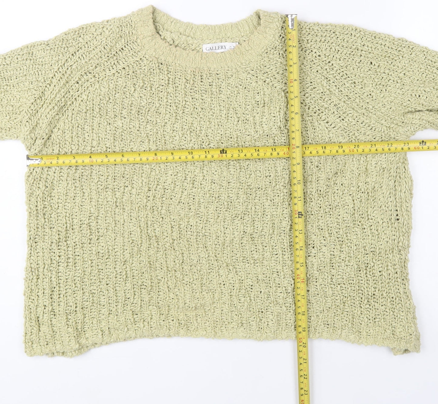 Gallery Women Green Chunky Knit Cotton Relaxed Fit Jumper XL