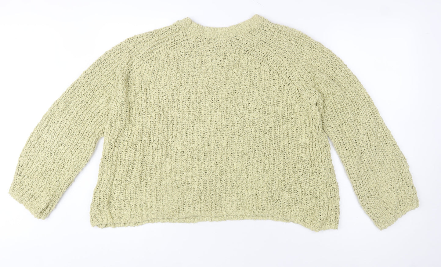 Gallery Women Green Chunky Knit Cotton Relaxed Fit Jumper XL