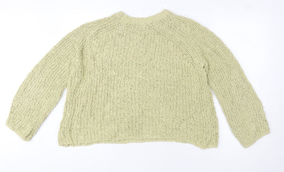 Gallery Women Green Chunky Knit Cotton Relaxed Fit Jumper XL