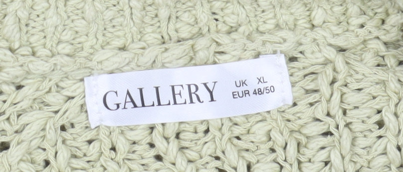 Gallery Women Green Chunky Knit Cotton Relaxed Fit Jumper XL