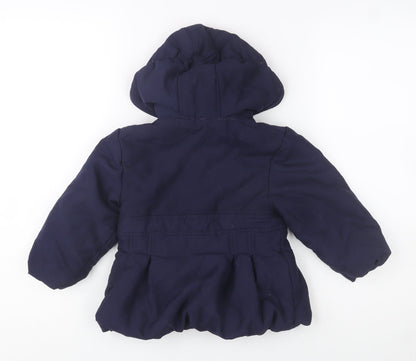 St. Bernard for Dunnes Girls Navy Hooded Puffer Jacket 18-23 Months Embroidered