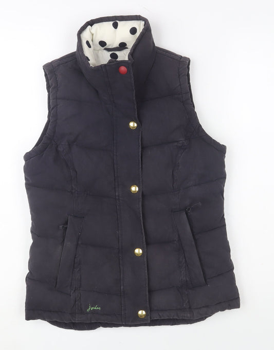 Joules Women’s Blue Puffer Waistcoat Gilet UK 8 Lined Cotton Blend