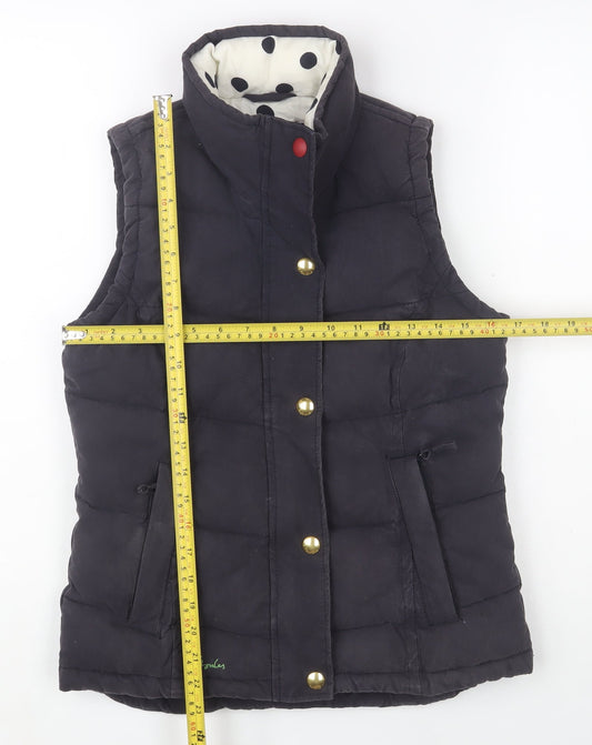 Joules Women’s Blue Puffer Waistcoat Gilet UK 8 Lined Cotton Blend