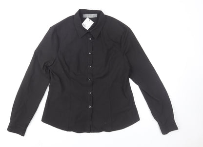 Womens UK Size 12 Primark Black Basic Button-Up