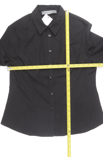 Womens UK Size 12 Primark Black Basic Button-Up