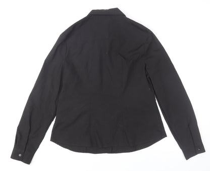 Womens UK Size 12 Primark Black Basic Button-Up