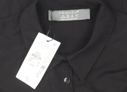 Womens UK Size 12 Primark Black Basic Button-Up