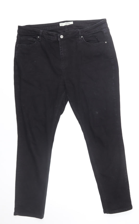Mens UK Size L Topshop Regular Fit Straight Black Jeans