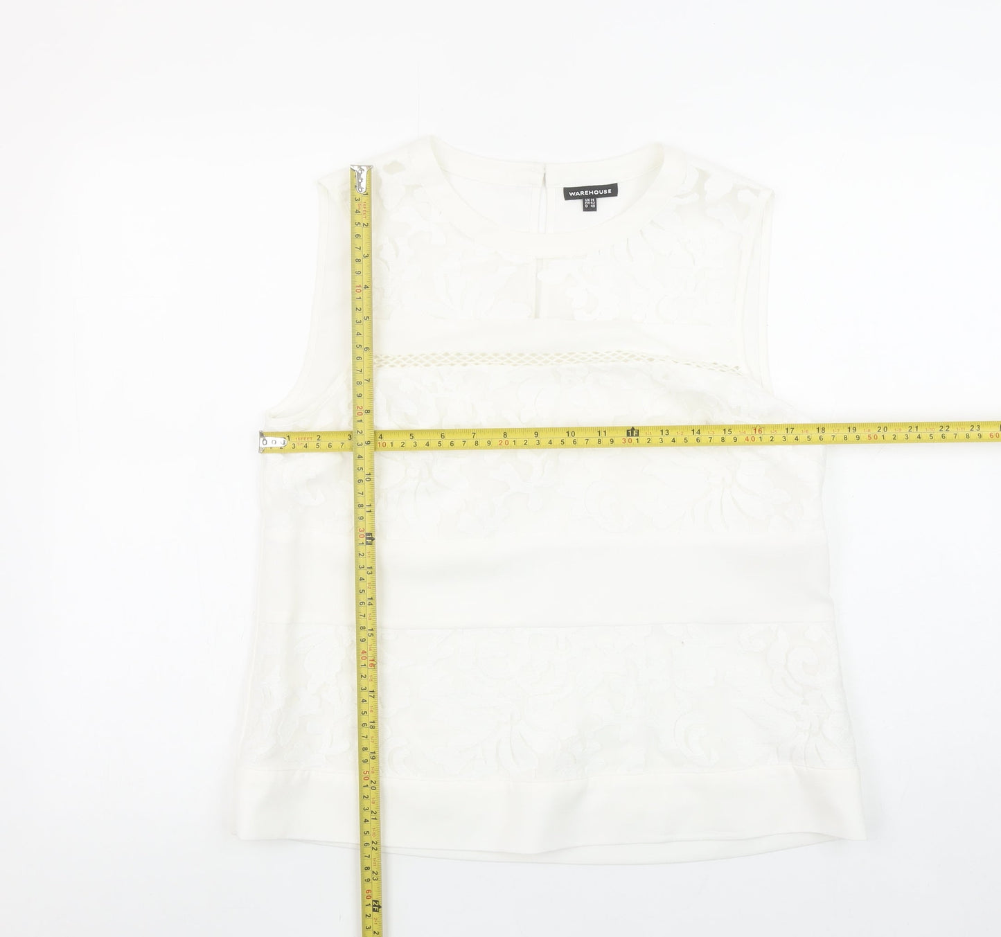 Womens UK Size 14 Warehouse White Camisole Blouse