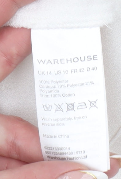 Womens UK Size 14 Warehouse White Camisole Blouse