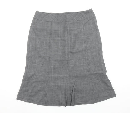 Next Women Grey Wool Blend Check Pencil Skirt Size 12