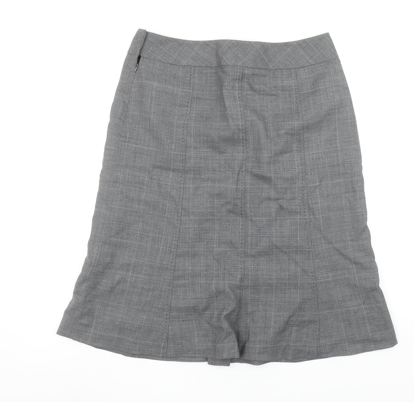 Next Women Grey Wool Blend Check Pencil Skirt Size 12