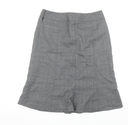 Next Women Grey Wool Blend Check Pencil Skirt Size 12