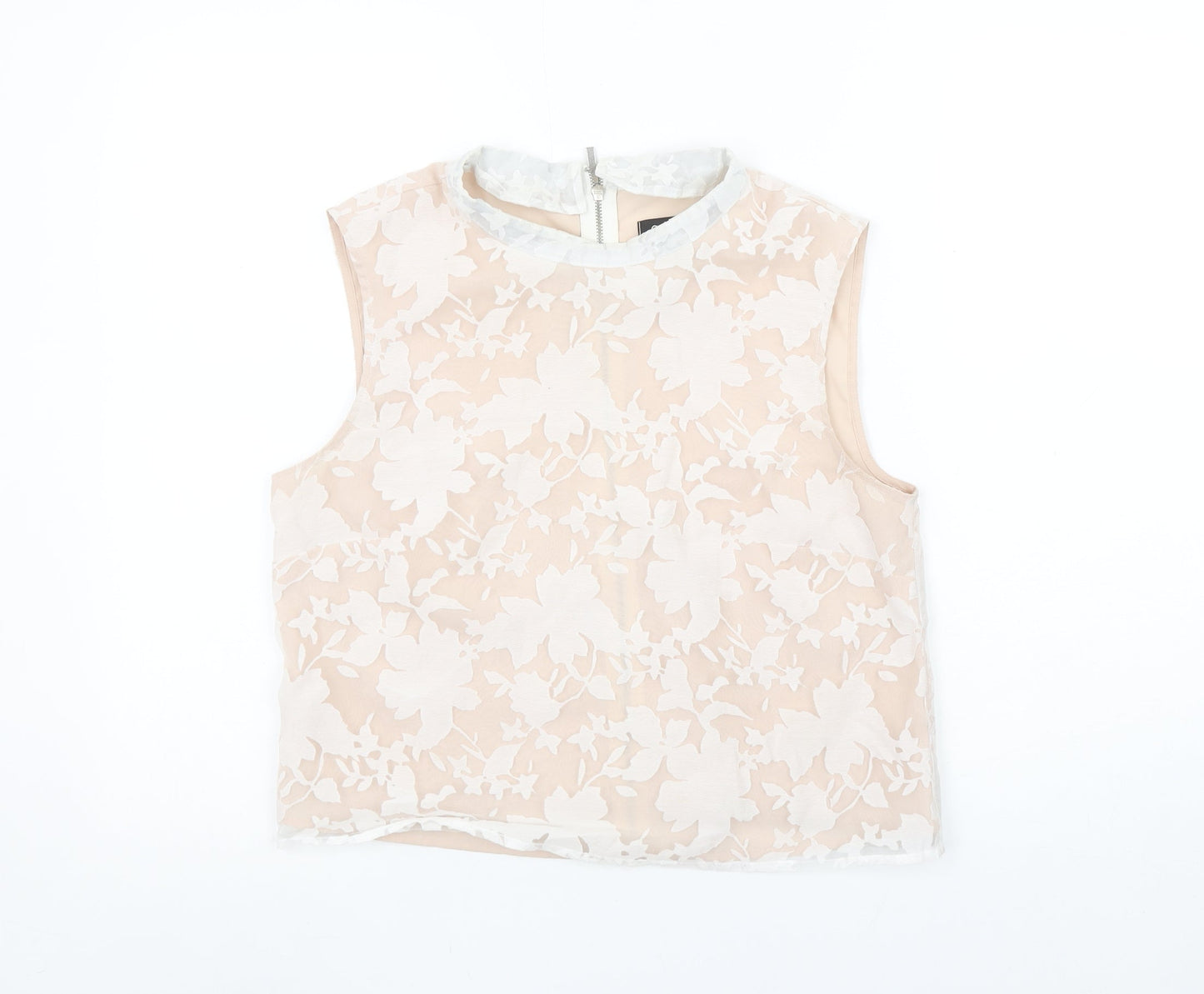 Womens UK Size 12 Oasis Beige Cropped Blouse