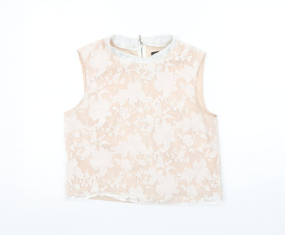 Womens UK Size 12 Oasis Beige Cropped Blouse