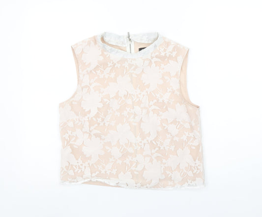 Womens UK Size 12 Oasis Beige Cropped Blouse