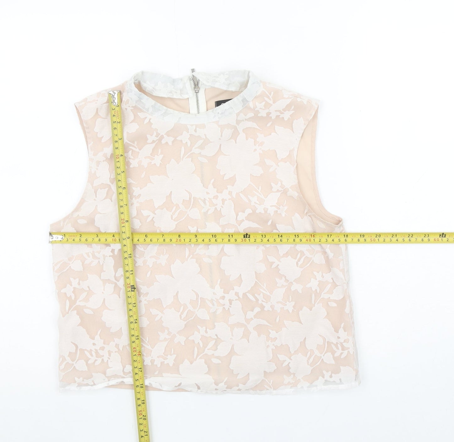 Womens UK Size 12 Oasis Beige Cropped Blouse