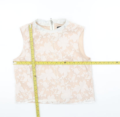 Womens UK Size 12 Oasis Beige Cropped Blouse