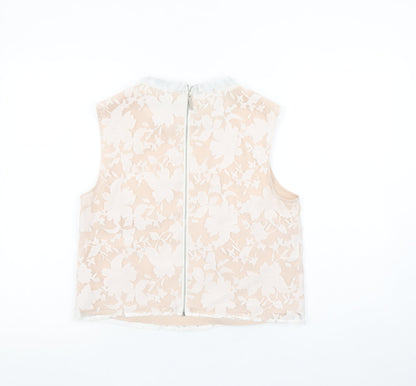 Womens UK Size 12 Oasis Beige Cropped Blouse