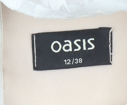 Womens UK Size 12 Oasis Beige Cropped Blouse